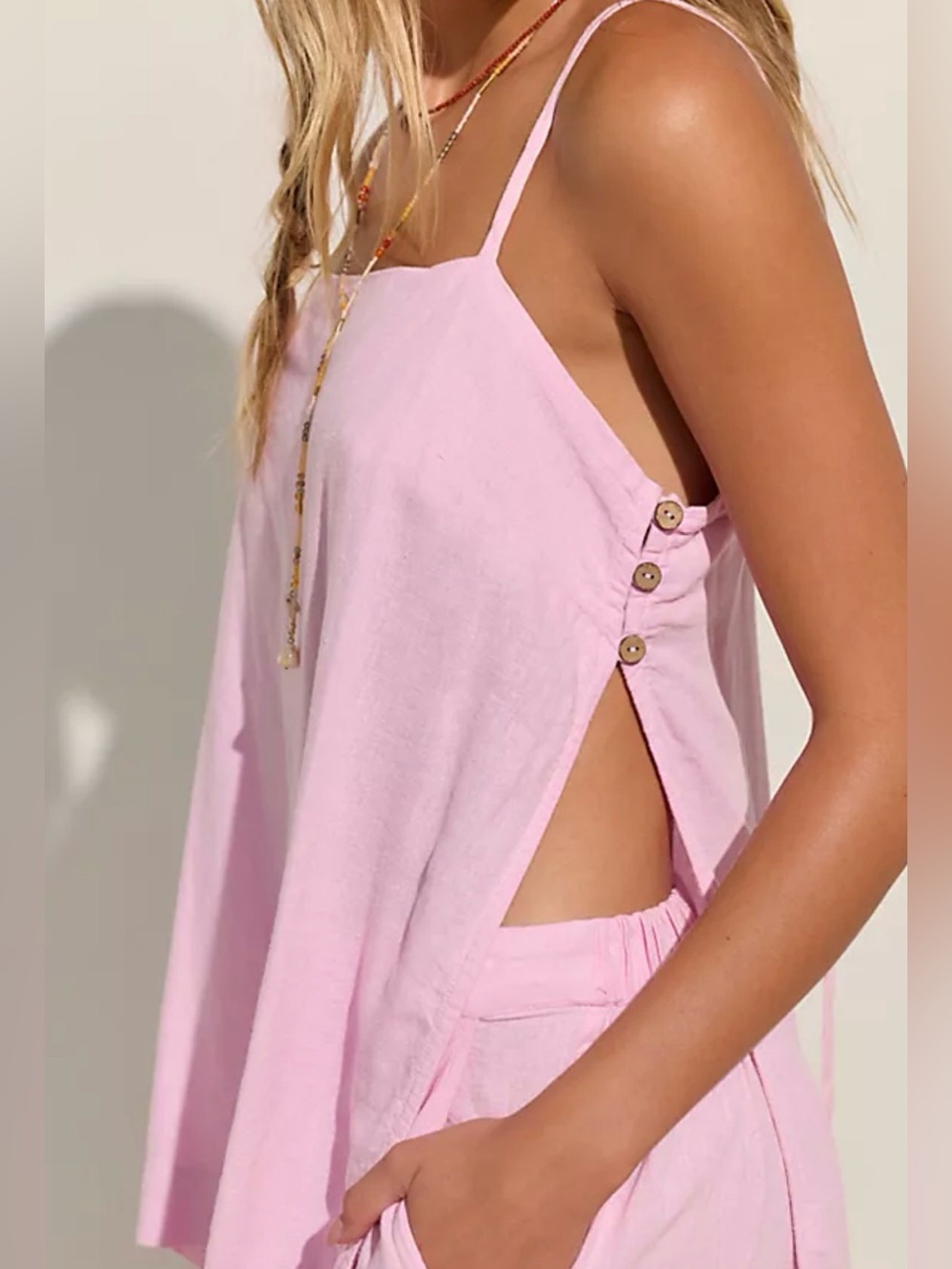 Free People Sightseer Embroidered Linen Set in lilac
